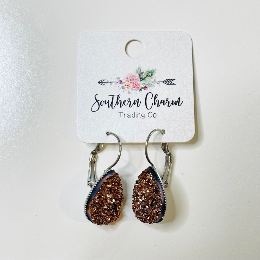 Brown Teardrop Dangles
